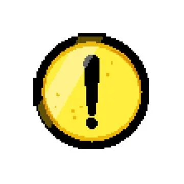 Triangle yellow warning sign pixel art vector illustration Stock Illustration