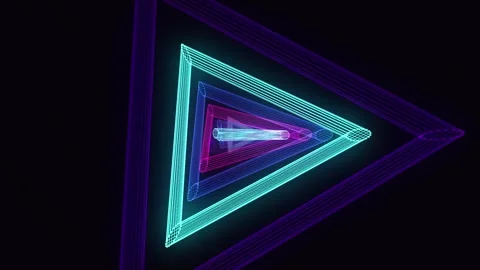 Triangles Abstract Neon Lights Background Loop Animation Video stock 344392298