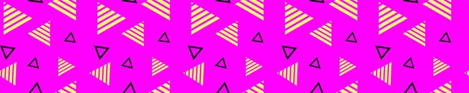 Triangles and pyramids on purple surface seamless pattern. Yellow with black Stock Illustration