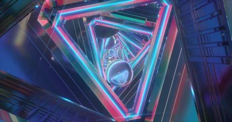 Triangles of blue neon Stock Illustration