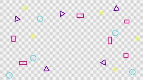 Triangles, circles, crosses of different colors, alpha channel Stock Footage 239374684