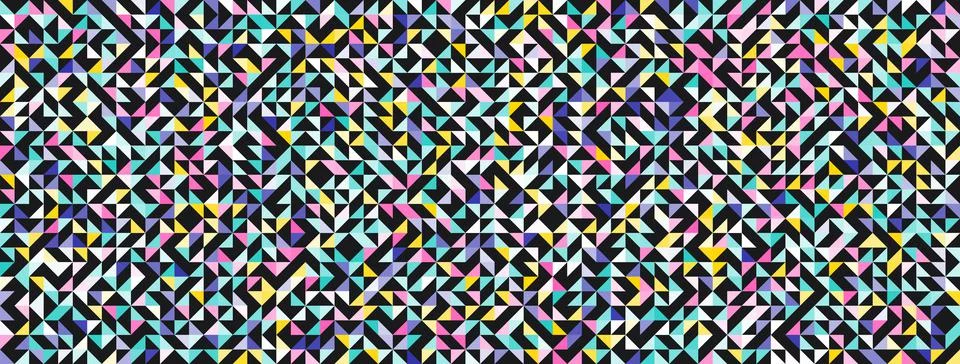 Triangles colorful pattern. Abstract geometric grunge texture in dark background Stock Illustration