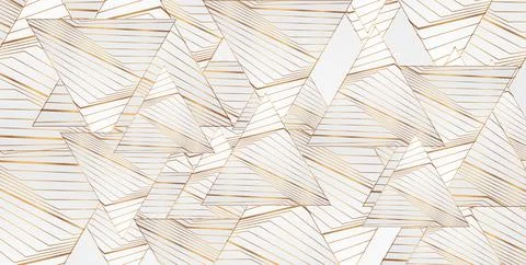Triangles with curved refracted golden lines abstract design Stock Illustration
