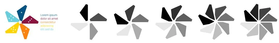 Triangles with cut edges arranged in circular shape, creating wind rose sha.. Stock Illustration