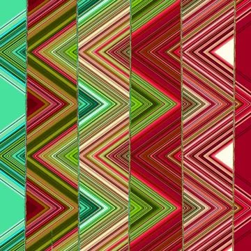 Triangles geometric pattern with grunge effect in green, pink and teal Illustrazione stock