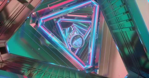 Triangles of green neon Stock Illustration