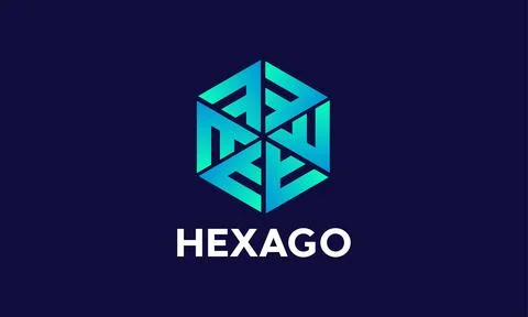 Triangles hexagon logo vector blue color concept grouping symbol company se.. Stock Illustration