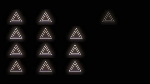 Triangles icons pattern with neon yellow led light Stock Footage 232842395