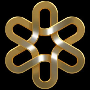 Triangles. Infinity gold symbol isolated on black background. Luxury jewelry. Stock Illustration