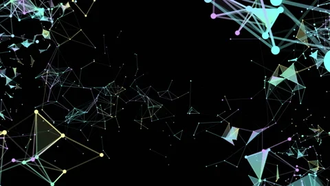 Triangles, lines and points. constellation of particles. processes of system Stock Footage 87212825