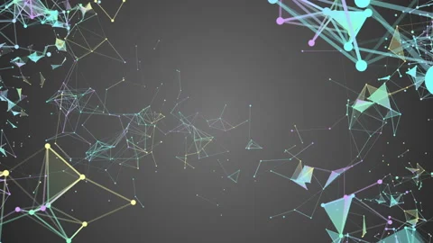 Triangles, lines and points. constellation of particles. processes of system Stock Footage 87213126