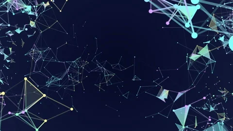 Triangles, lines and points. constellation of particles. processes of system Stock Footage 87213453
