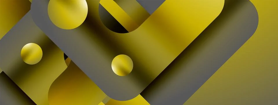 Triangles, lines and round shapes - dynamic geometric abstract background Stock Illustration