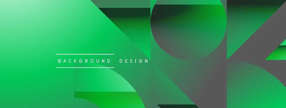 Triangles, lines and round shapes - dynamic geometric abstract background Stock Illustration