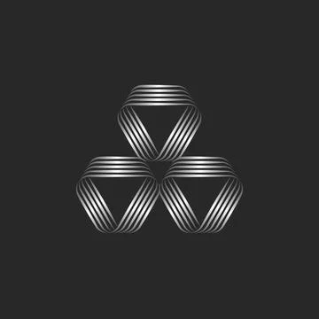 Triangles logo geometric shapes, creative linear pattern of thin metallic par Illustrazione stock