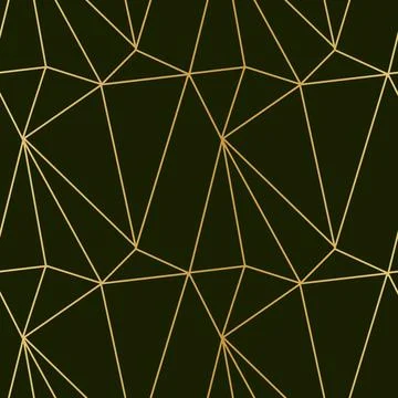Triangles mosaic of thin golden lines on a dark luxury background seamless pa Stock Illustration