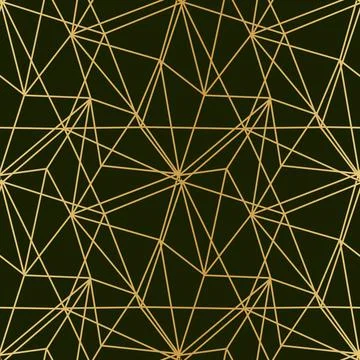 Triangles mosaic of thin golden lines on a dark luxury background seamless Illustrazione stock
