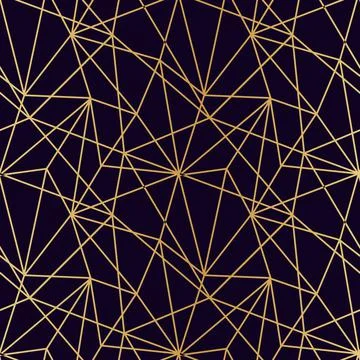 Triangles mosaic of thin golden lines on a dark luxury background seamless pa Stock Illustration