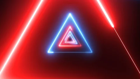 Triangles neon tunnel loop. Lights futuristic background. abstract background 4k Stock Footage 95363745