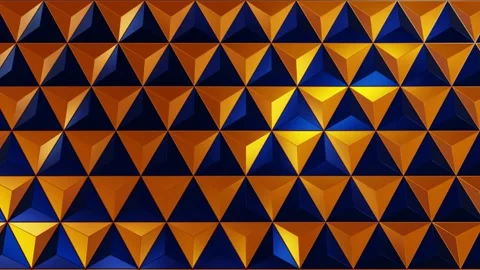 Triangles Pattern background with orange and blues cones in 4K Stock Footage 138902552