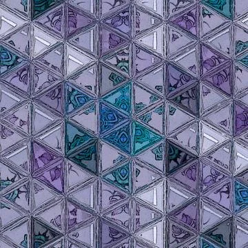 Triangles pattern. Luxury floral decoration in pastel blue and light violet c Illustrazione stock