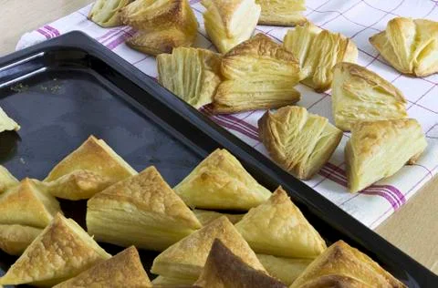 Triangles of puff pastry Stock Photos