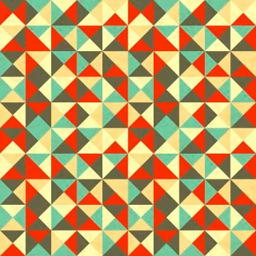 Triangles in retro colours, abstract seamless pattern Stock Illustration
