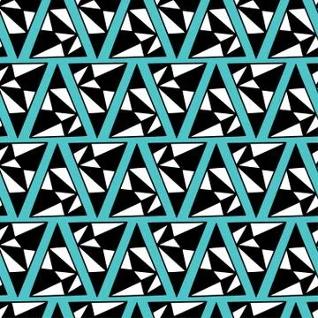 Triangles seamless pattern. Geometric texture on blue background. Modern tria Stock Illustration
