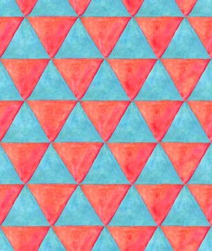 Triangles seamless pattern multicolored background. Watercolor and photo for Illustrazione stock