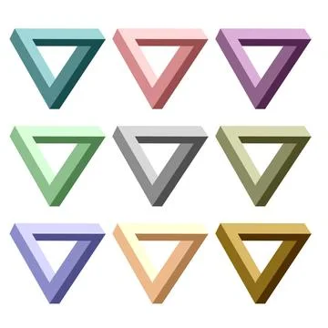Triangles Set of Incredibly Colorful Triangles Isolated on White Backgroun... 写真素材