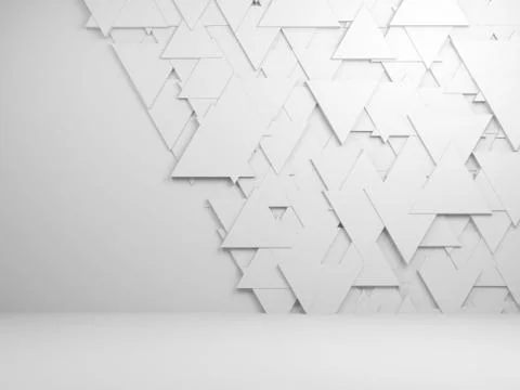 Triangles tiling pattern on front wall, 3d 스톡 일러스트