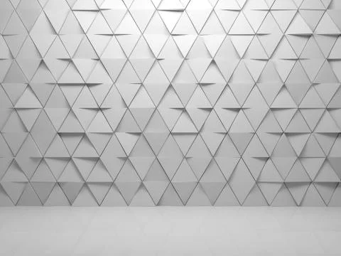 Triangles tiling pattern on front wall, 3d Stock Illustration