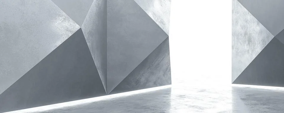 Triangular abstract concrete architecture background 3d render illustration Stock Illustration