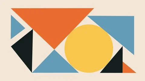 Triangular Abstract Design with Bold Circular Stock Illustration
