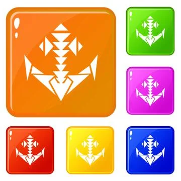 Triangular anchor icons set vector color Illustrazione stock