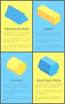 Triangular and Pentagonal Prisms Cylinder Figure Illustrazione stock