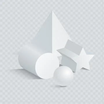 Triangular and Pentagrammic Prism with Sphere 3D Stock Illustration