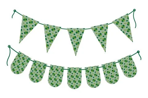 Triangular and Rounded Pennants patterned quatrefoil clover and hearts in trendy 库存插图