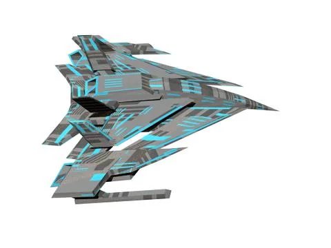 Triangular armed spaceship in space Ilustración de archivo