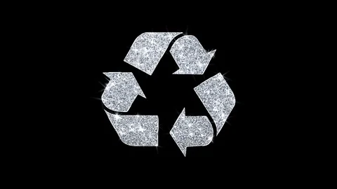 Triangular Arrows Recycle Icon Shining Glitter Loop Blinking Particles . Video stock 116056950