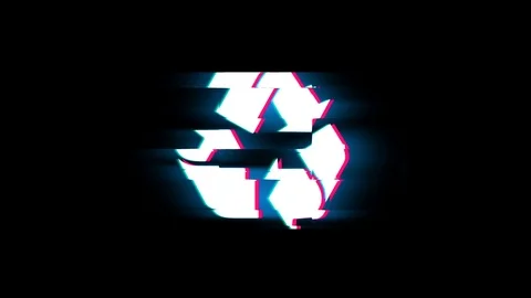 Triangular Arrows Recycle Symbol on Glitch Retro Vintage Animation. Stock Footage 116053522