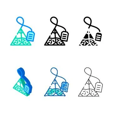 Triangular bag tea color set icon vector Stock Illustration