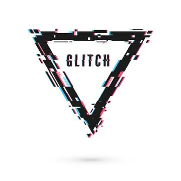 Triangular banner with distortion effect - Glitch. Digital technology modern  Stock Illustration