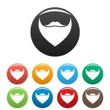 Triangular beard icons set color Illustrazione stock