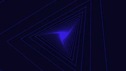 Triangular blue arrow with central white line on dark blue background Stock Footage 316753661