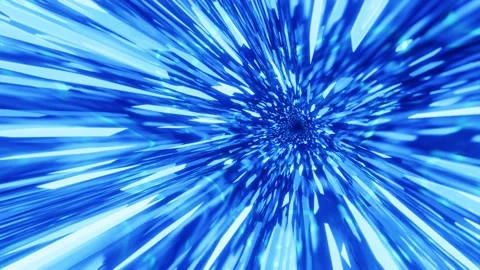 Triangular blue tunnel. Fly through mirror tunnel with neon pattern, glow lines Stock Footage 197576020