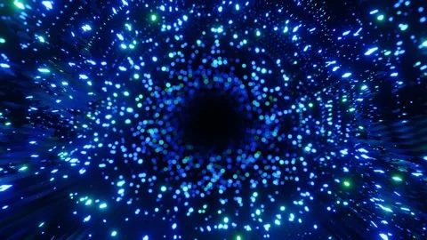 Triangular blue tunnel. Fly through mirror tunnel with neon pattern, glow lines Stock Footage 281350380