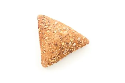 Triangular bun isolated on white background, top view. Bakery products Stock Photos