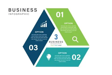 Triangular Business Infographic with 3 Options and Icons for presentation Stock Illustration