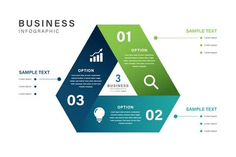 Triangular Business Infographic with 3 steps of Gradient Segments and Icons Stock Illustration